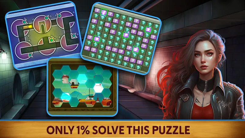 Escape Room: Mystical Tales — three logic mini-puzzles shown over a lamp-lit room scene