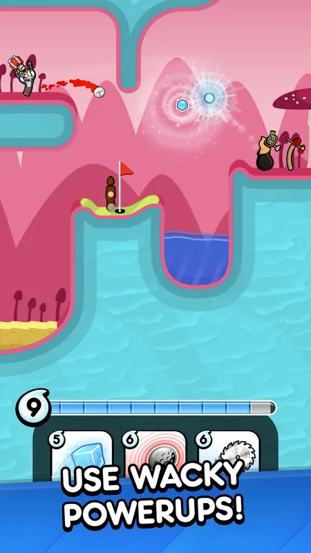 Golf Blitz — a bright cartoon mini golf course seen from above during a live match